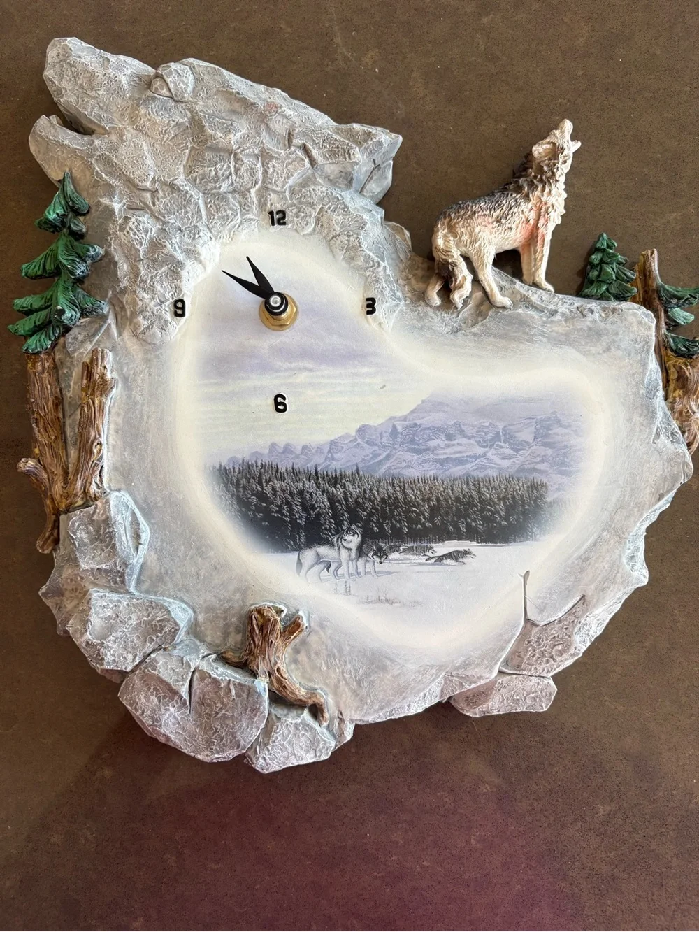 Spirit of the Wolf Clock Wall Clock American 41048 Rustic Clock Mountain Cabin